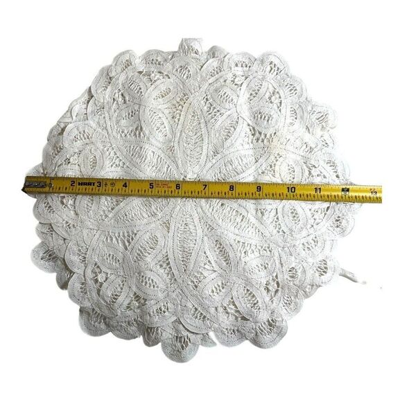 Bread Basket Cover Fancy Lace Crochet Round Doily Cream 13 Inch Wide Vintage - Picture 5 of 5